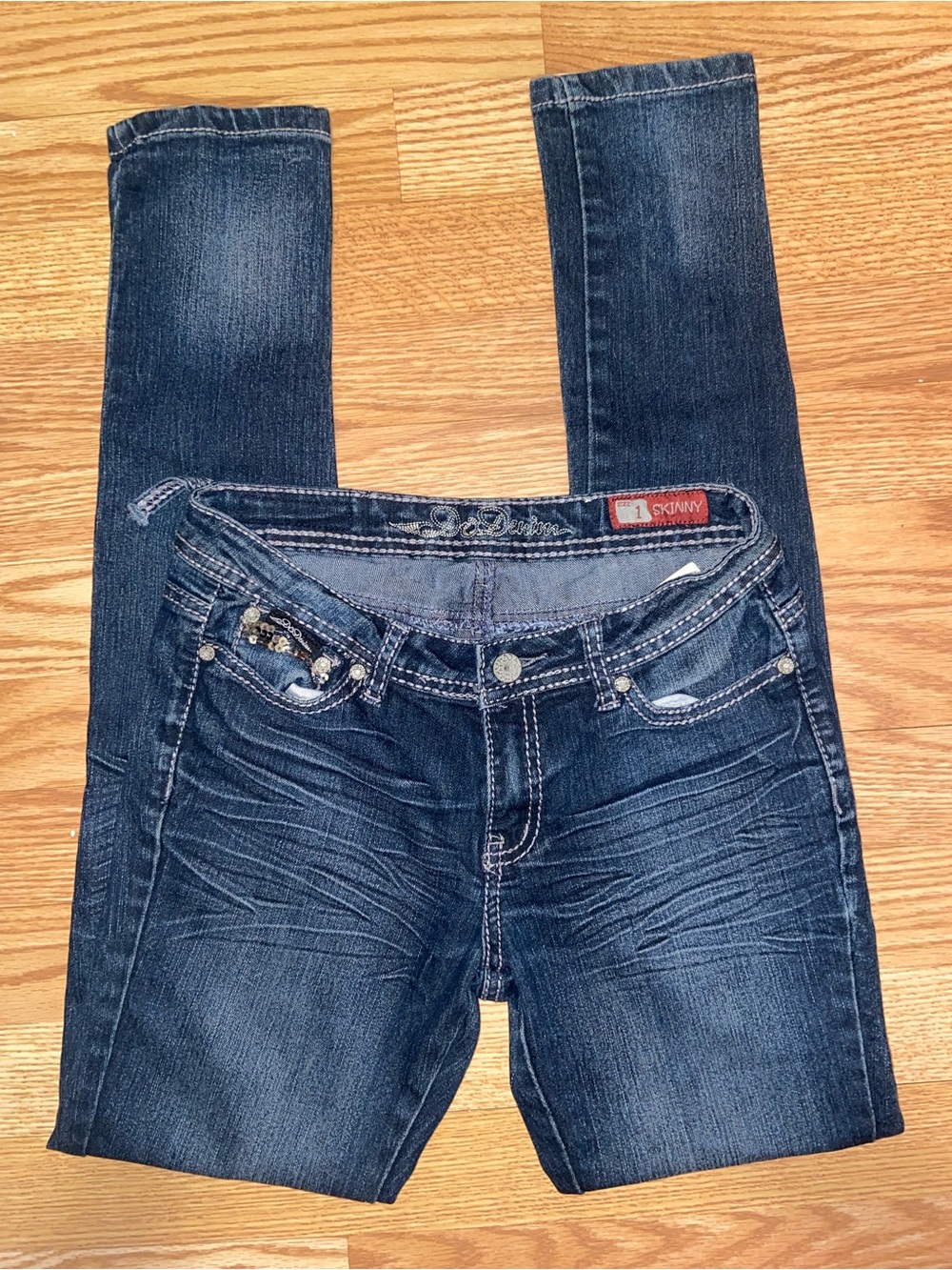 Vintage Do Denim Skinny Jeans in Dark Blue Denim